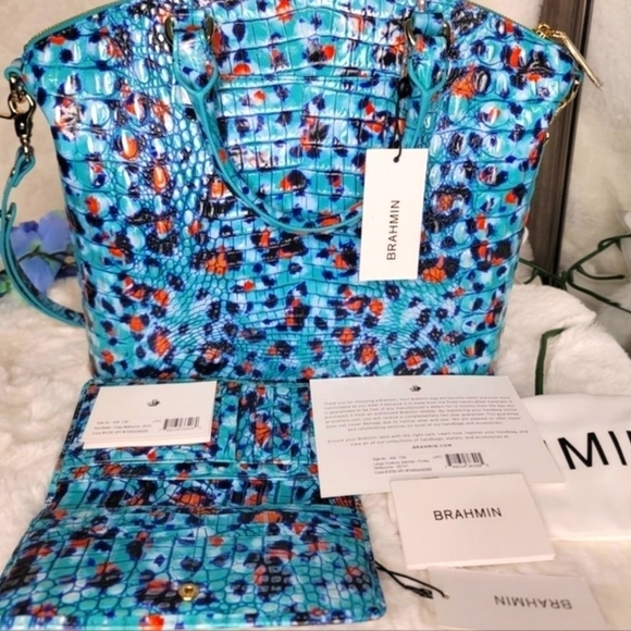 💋 BRAHMIN 2 SET MATCHING DESIGNER MELBOURNE DUXBURY PURSE BAG + WALLET NWT - Picture 5 of 12